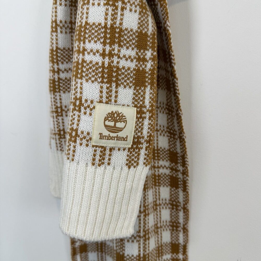 NEW Timberland Scarf Wheat Camel Plaid Logo Preppy Fishermen Angler Outdoors